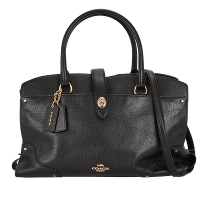 Mercer Satchel, &pound;150, Handbags, Black, Leather, Front view